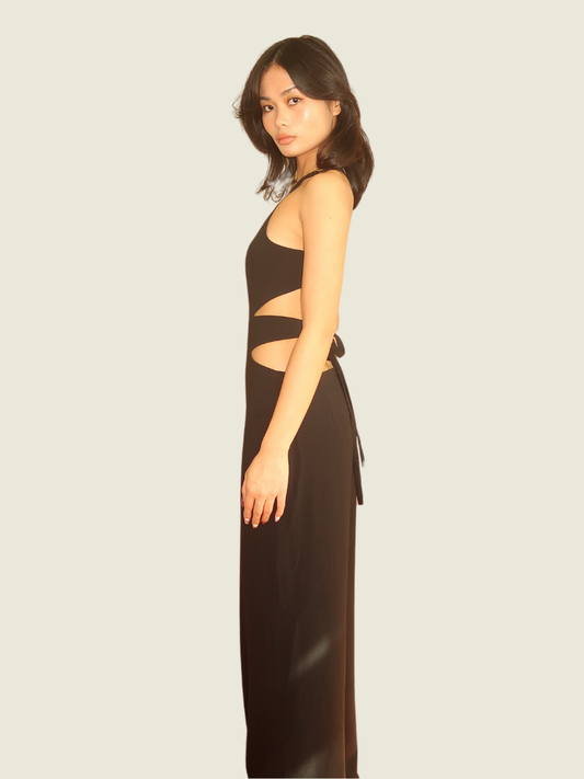 Halston Heritage Black Cut Out Jumpsuit
