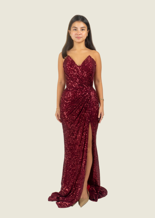 Steph Tan Couture Red Sequin Gown