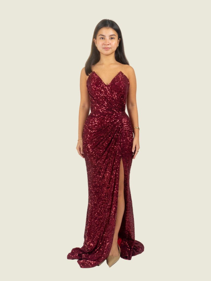 Steph Tan Couture Red Sequin Gown