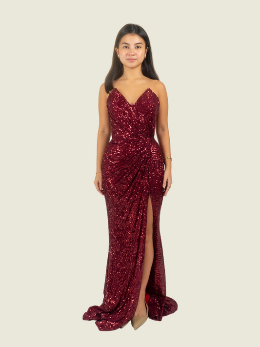 Steph Tan Couture Red Sequin Gown