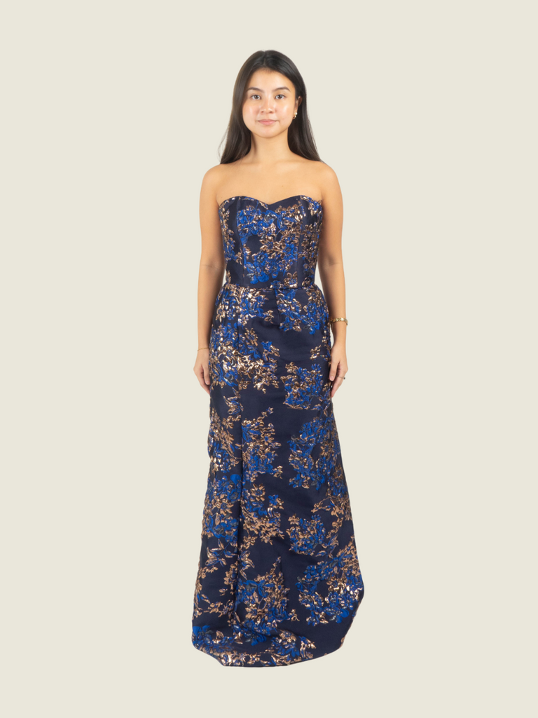 Debbie Co Blue Brocade Set