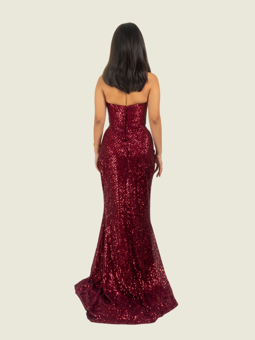 Steph Tan Couture Red Sequin Gown