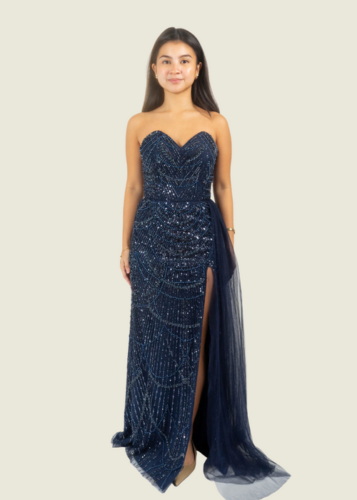 Debbie Co Navy Blue Sequin Gown