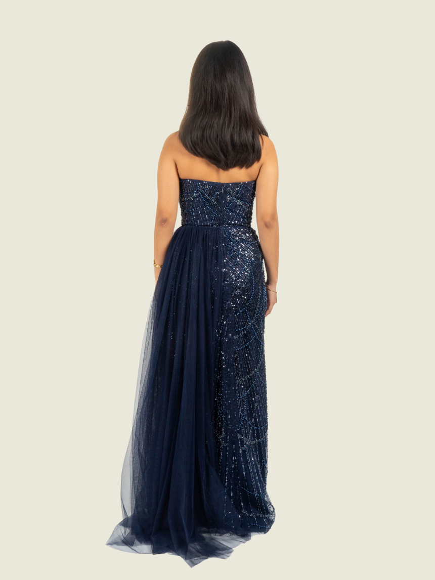 Debbie Co Navy Blue Sequin Gown