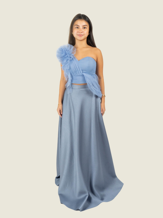 Debbie Co Custom Powder Blue 2 Piece Gown