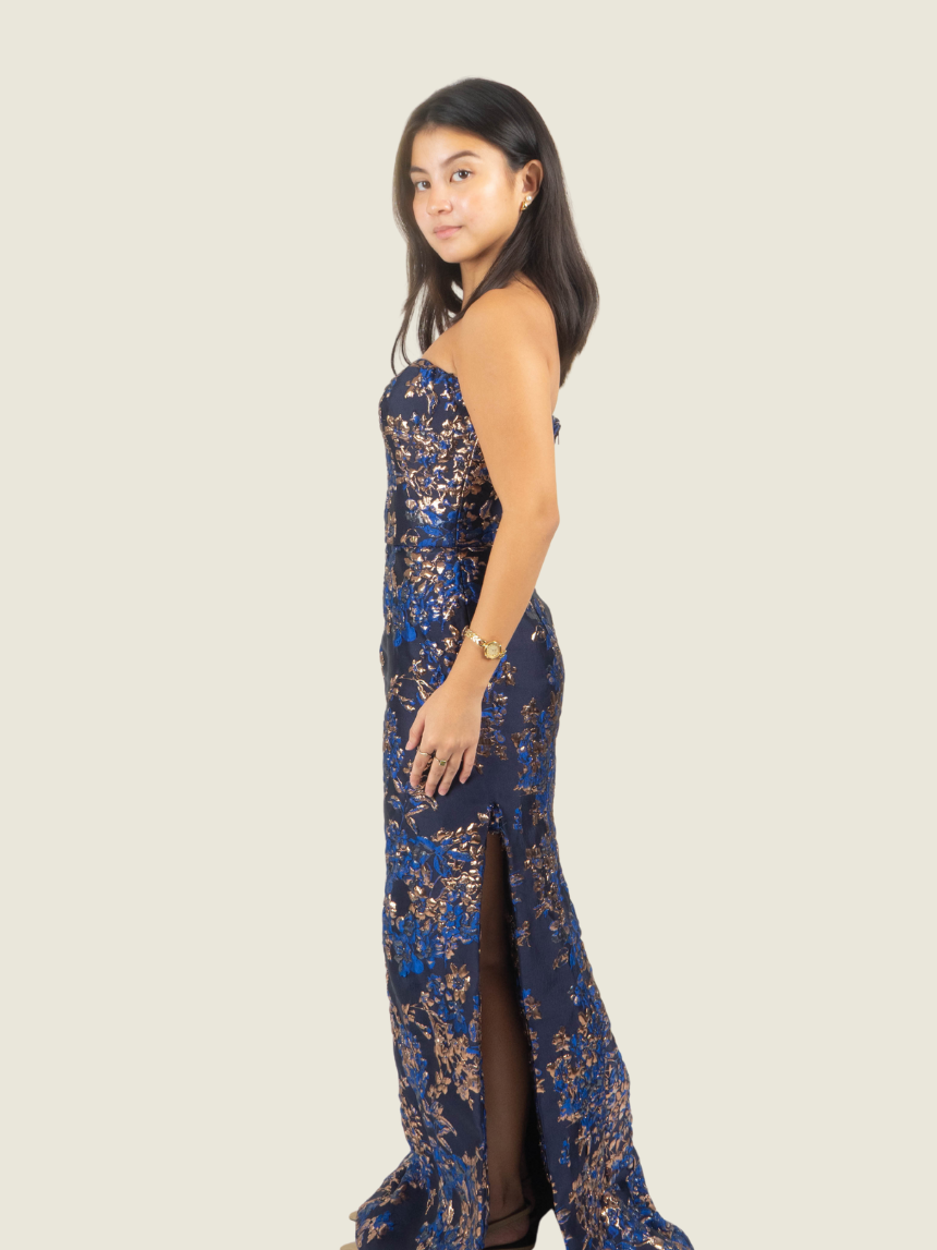 Debbie Co Blue Brocade Set