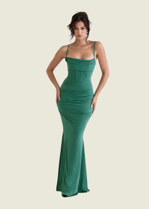 House of CB Milena Forest Corset Maxi Dress (XS)