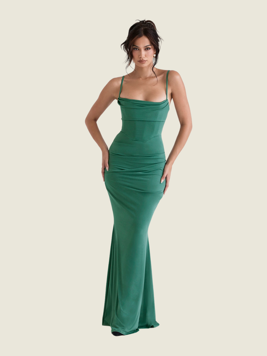 House of CB Milena Forest Corset Maxi Dress (XS)