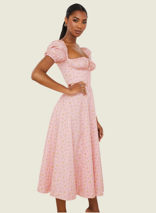 House of CB Pink Floral Tallulah Midi Dress