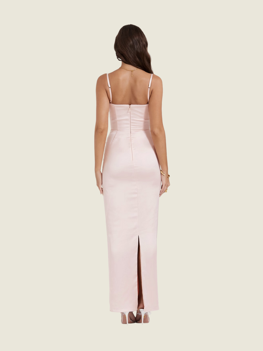 House of CB Stefiana Soft Peach Pink Corset Maxi Dress