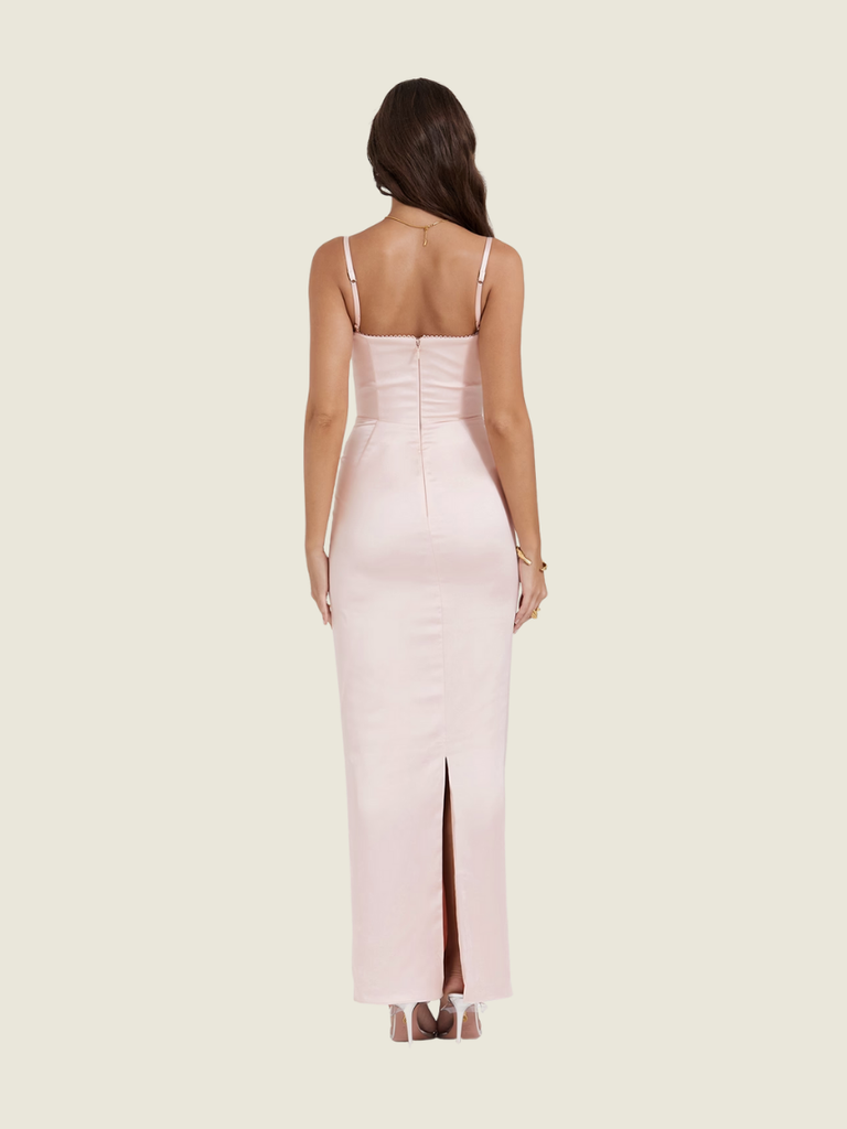 House of CB Stefiana Soft Peach Pink Corset Maxi Dress