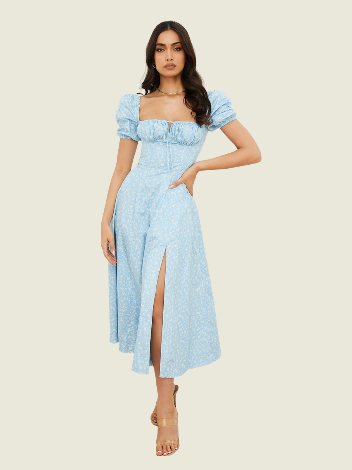 House of CB White and Blue Floral Tallulah Midi Dress