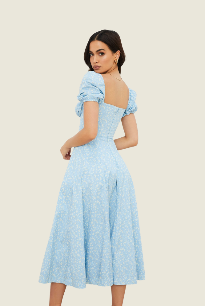 House of CB White and Blue Floral Tallulah Midi Dress
