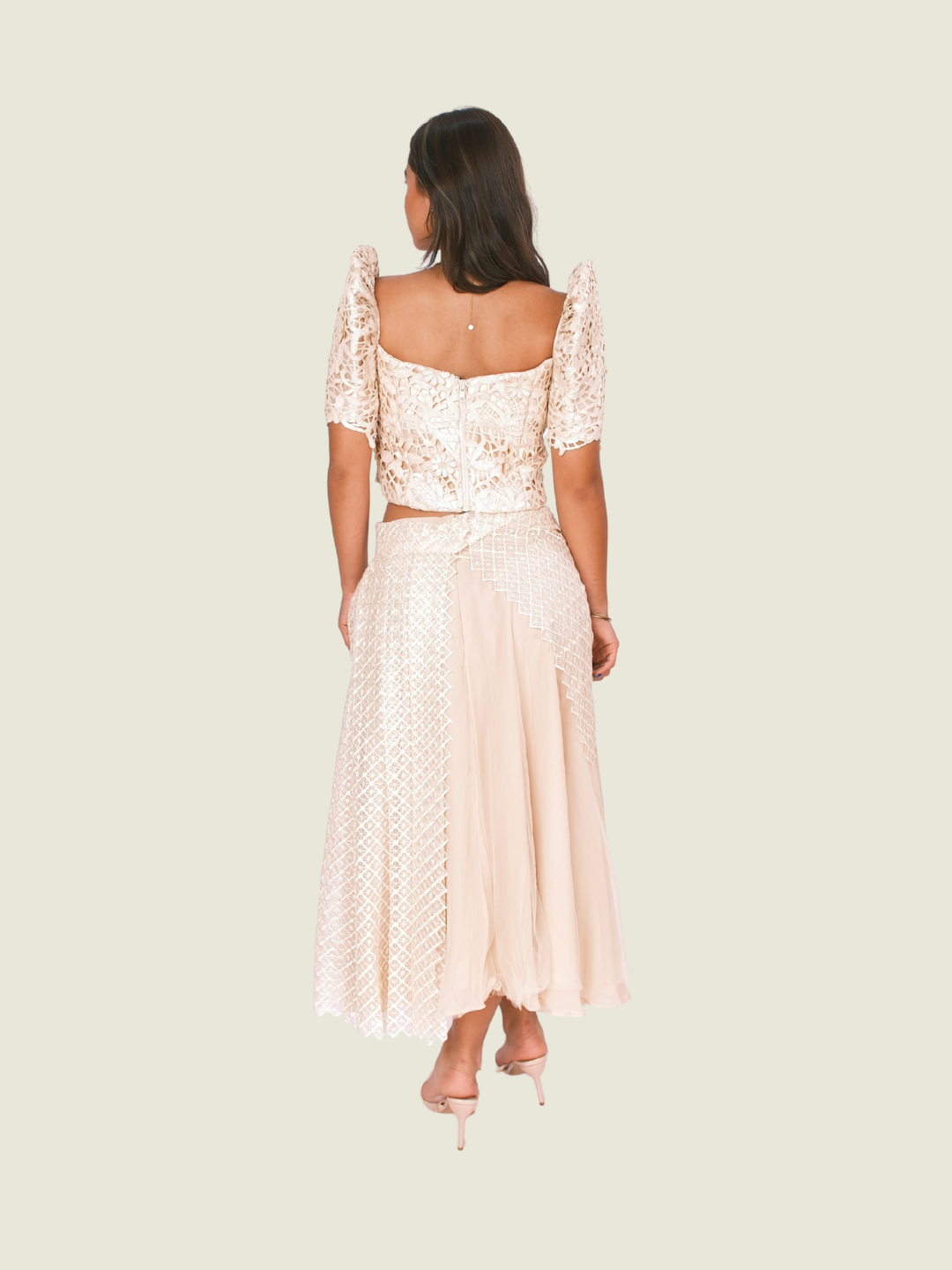 Ilaya Couture Pink Lace Two-Piece Filipiniana