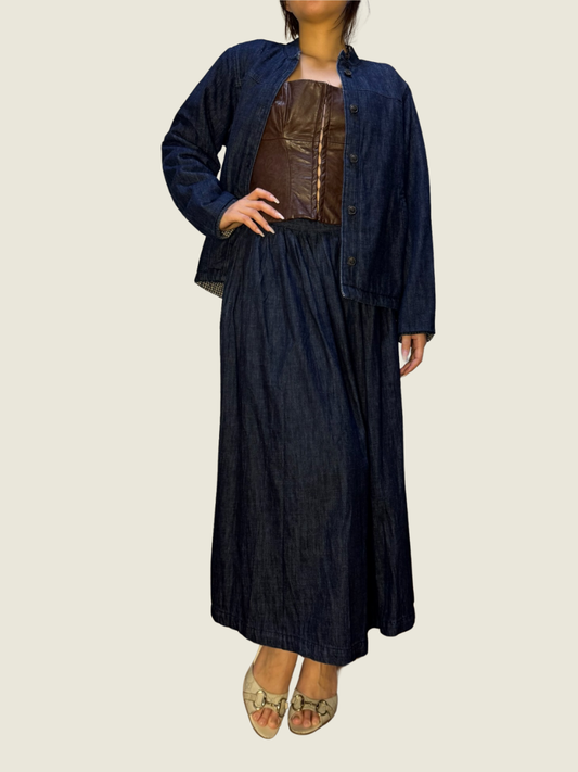 Ines de la Fressange x Uniqlo Denim Jacket and Maxi Skirt Set