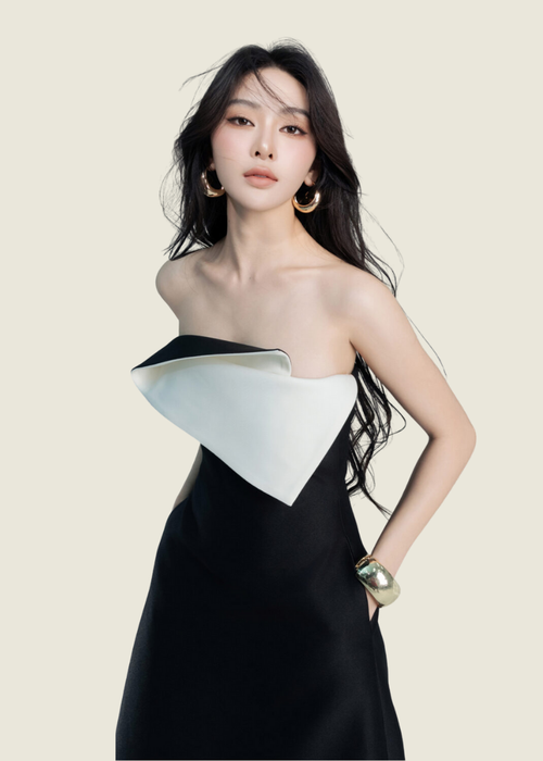 Lane JT Black Evelyn Origami Midi Dress hover image