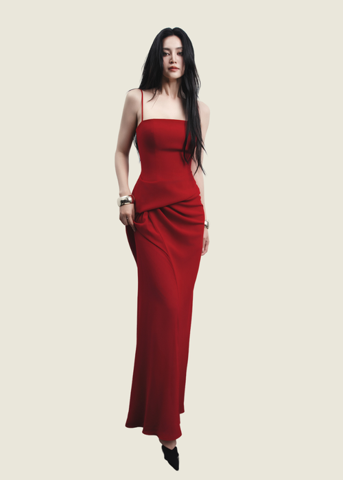 Lane JT Red Fanny Drape Dress
