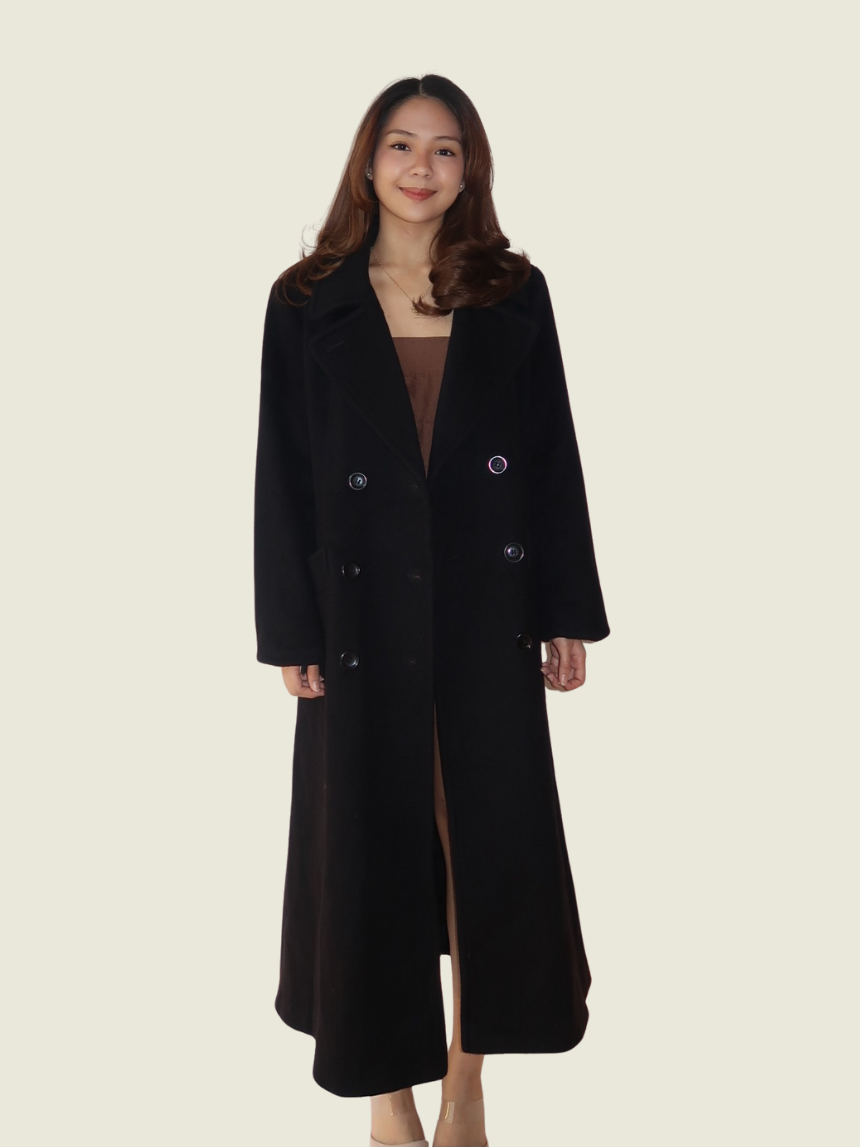 Larry Levine Wool Black Coat