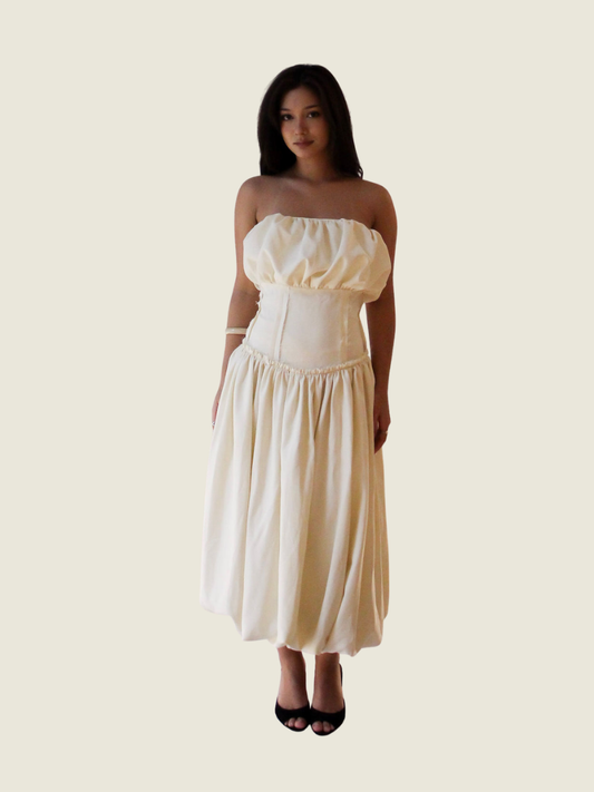 Loanxingau Cream Tube Dress