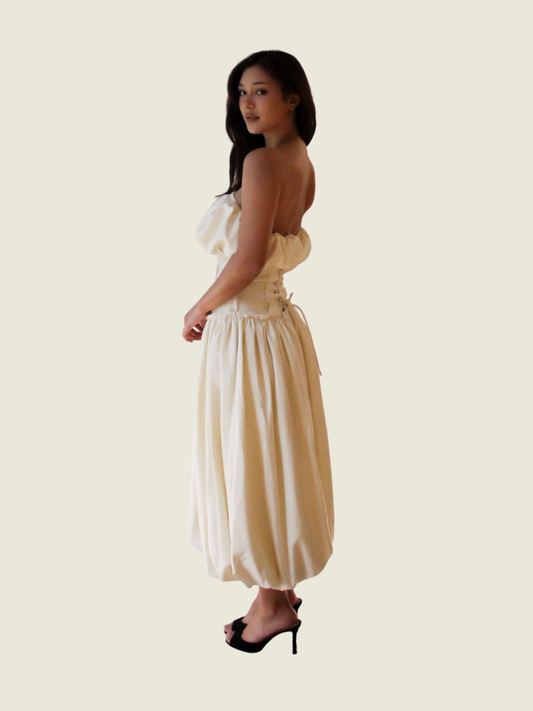 Loanxingau Cream Tube Dress