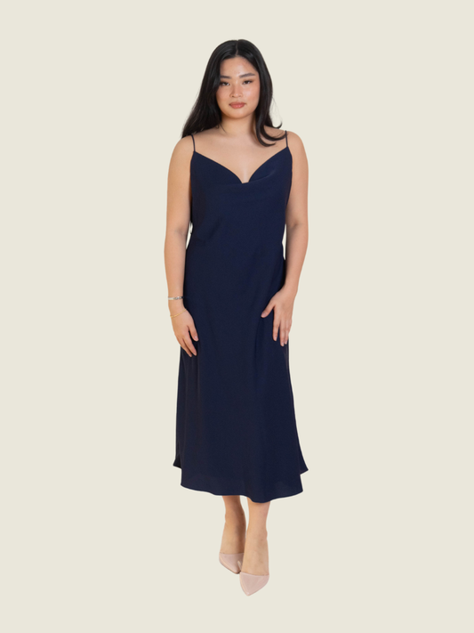 Love Bonito Navy Cowl Neck Dress