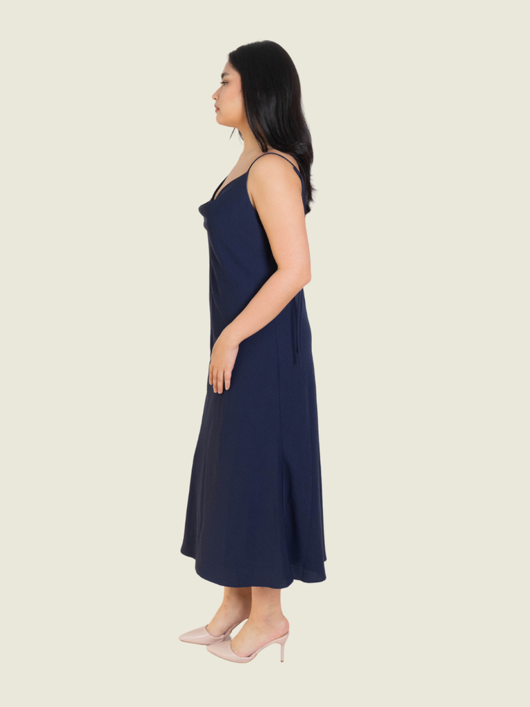 Love Bonito Navy Cowl Neck Dress