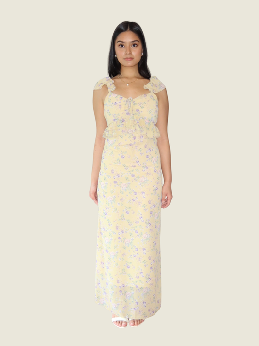 Lush Yellow Frill Maxi Dress