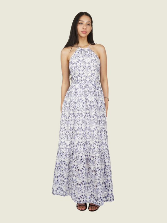 Mango Eyelet Halter Dress