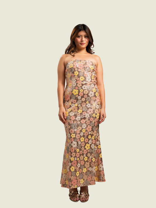 Maniju Fashion Forum, Strapless Floral Sequin Gown