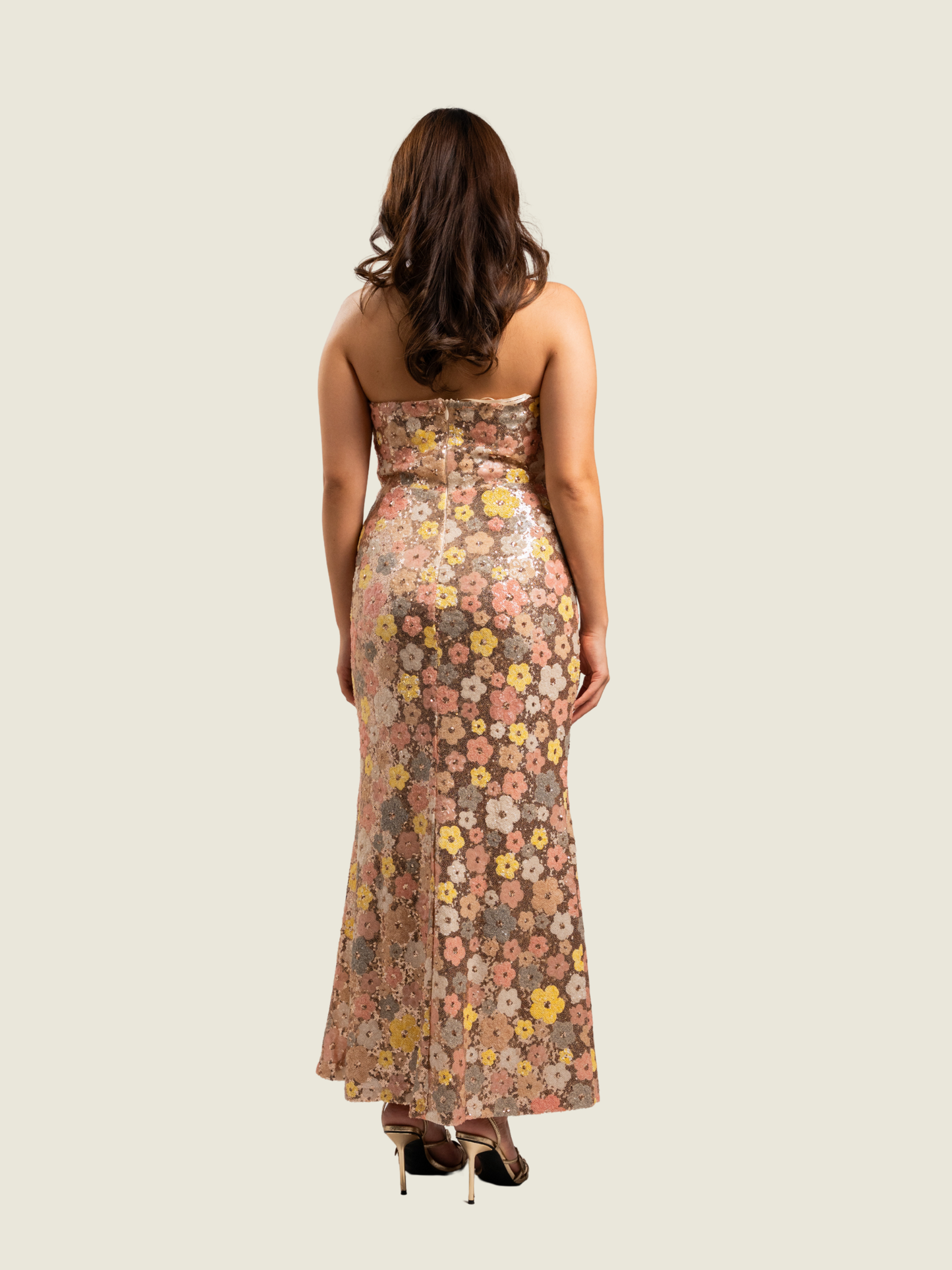 Maniju Fashion Forum, Strapless Floral Sequin Gown