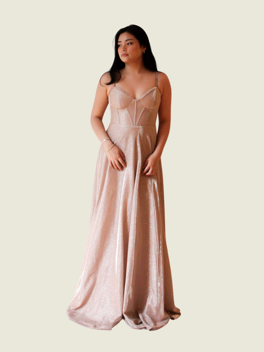 Maniju Pink Glittery Corset Maxi
