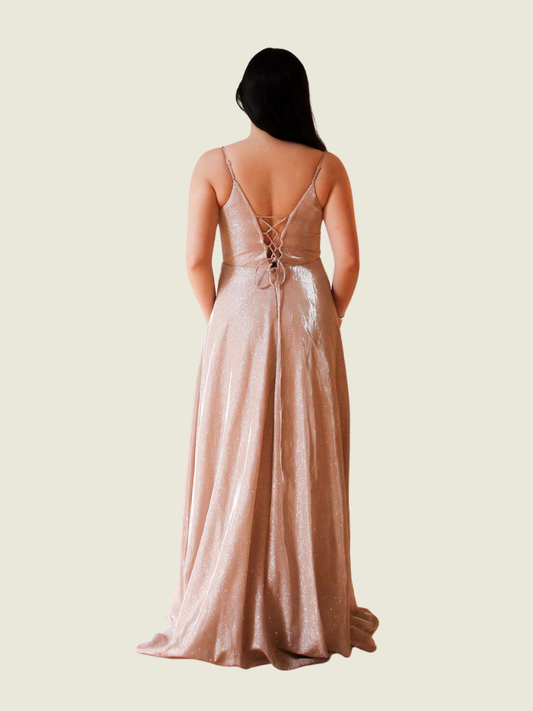 Maniju Pink Glittery Corset Maxi