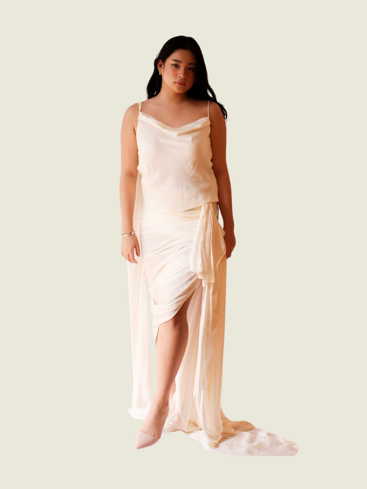 Martin Bautista White Silk Set