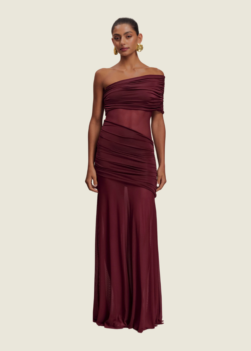 Meshki Dallas One Shoulder Mesh Maxi Dress