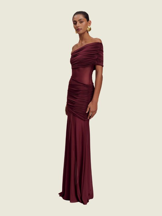 Meshki Dallas One Shoulder Mesh Maxi Dress