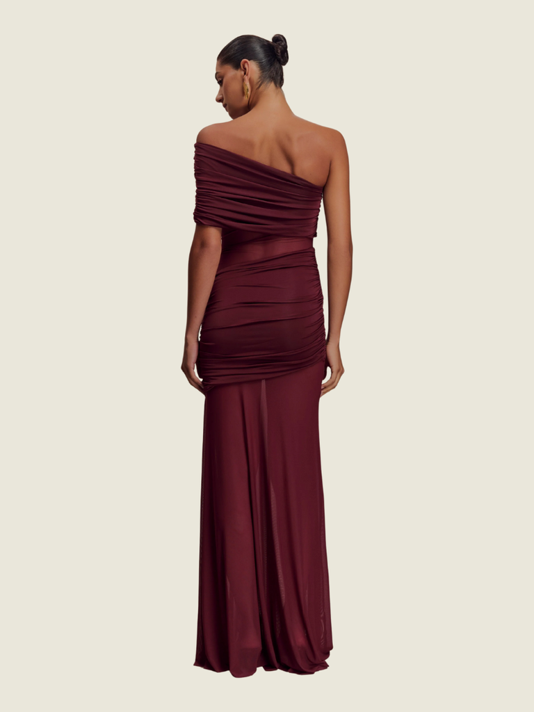 Meshki Dallas One Shoulder Mesh Maxi Dress