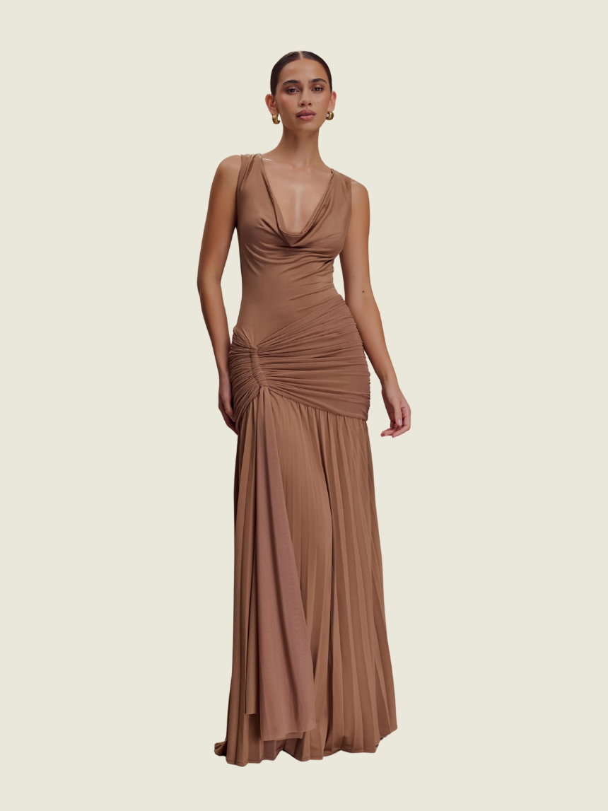 Meshki Dania Cowl Neck Slinky Maxi Dress