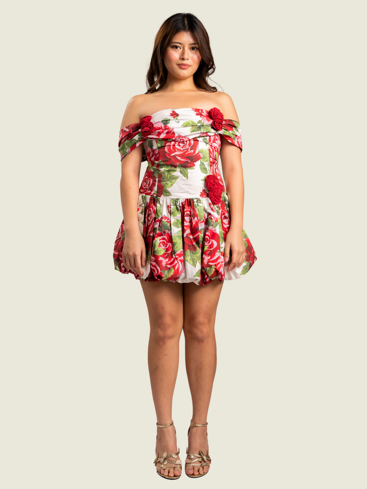 Meshki Giovanna Off-Shouler Fuschia Rose Magenta Mini Dress