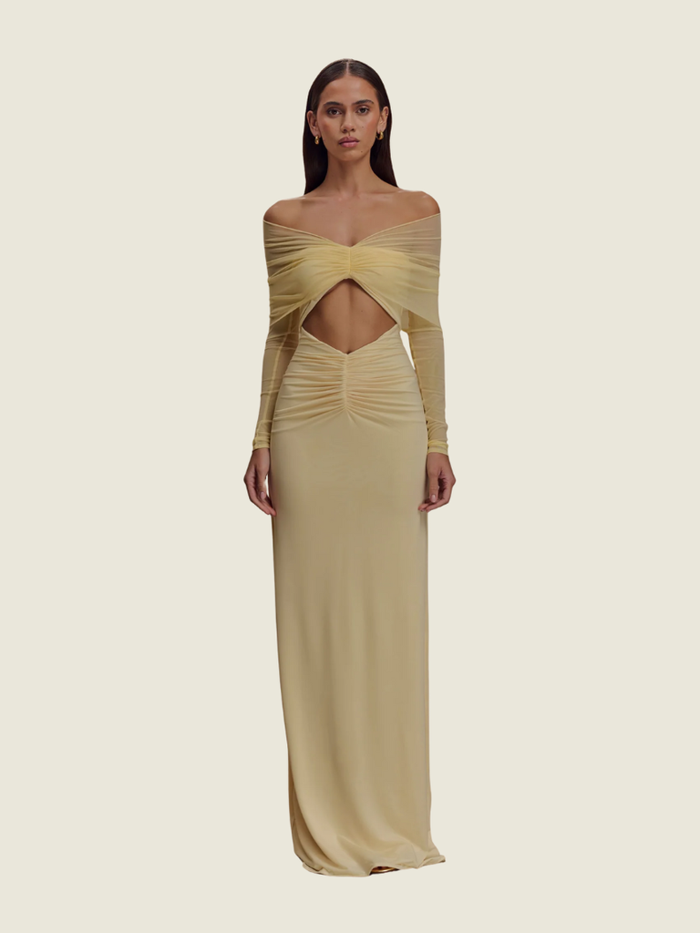 Meshki Rafaella Slinky and Mesh Maxi Dress
