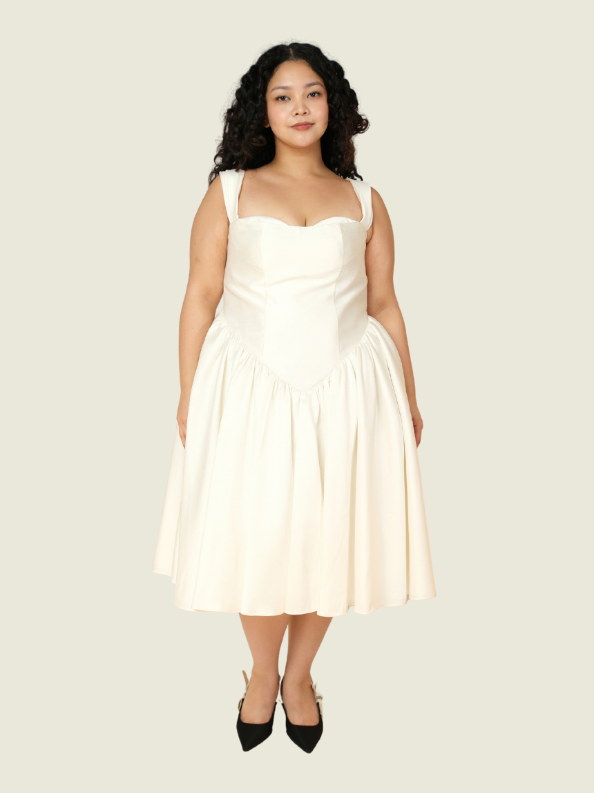 Micah Lacap White Midi Dress