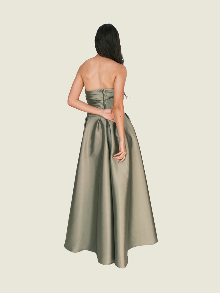 Mico by Mia Urquico Green Satin Gown