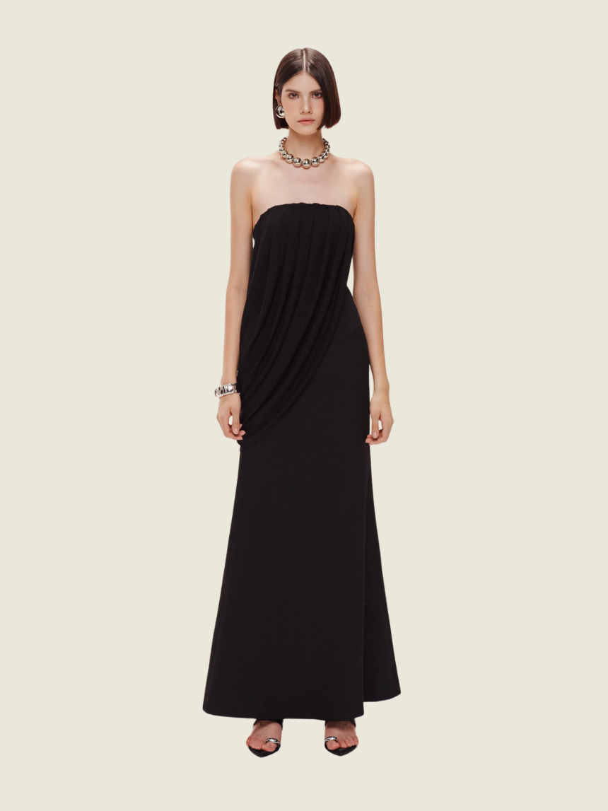 Mollynista Black Asymmetric Drape Dress