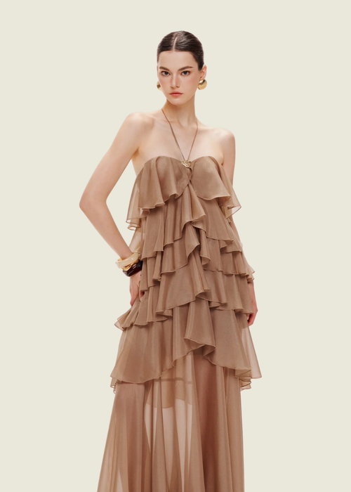 Mollynista Brown Tiered Maxi Dress hover image