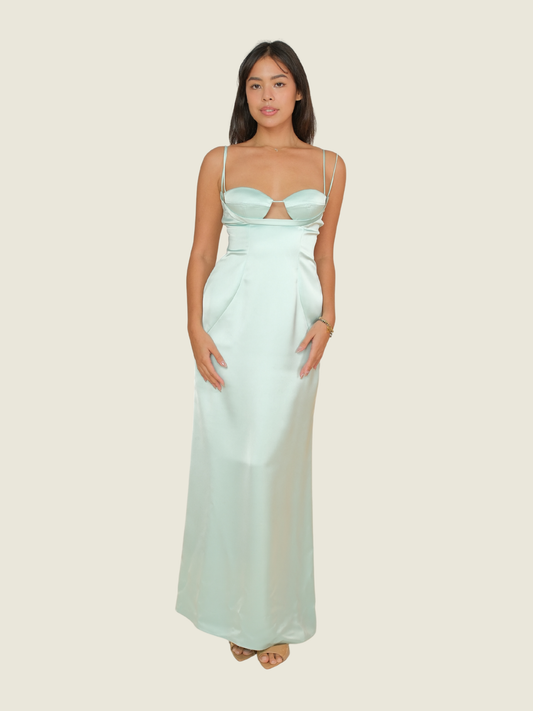 Neric Beltran Seafoam Silk Gown
