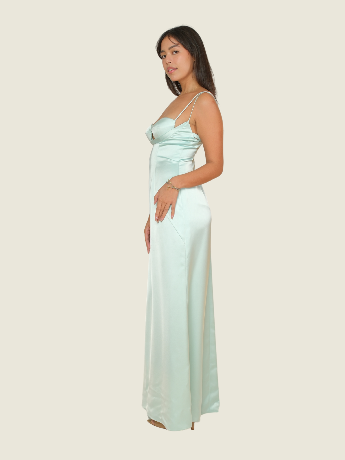Neric Beltran Seafoam Silk Gown