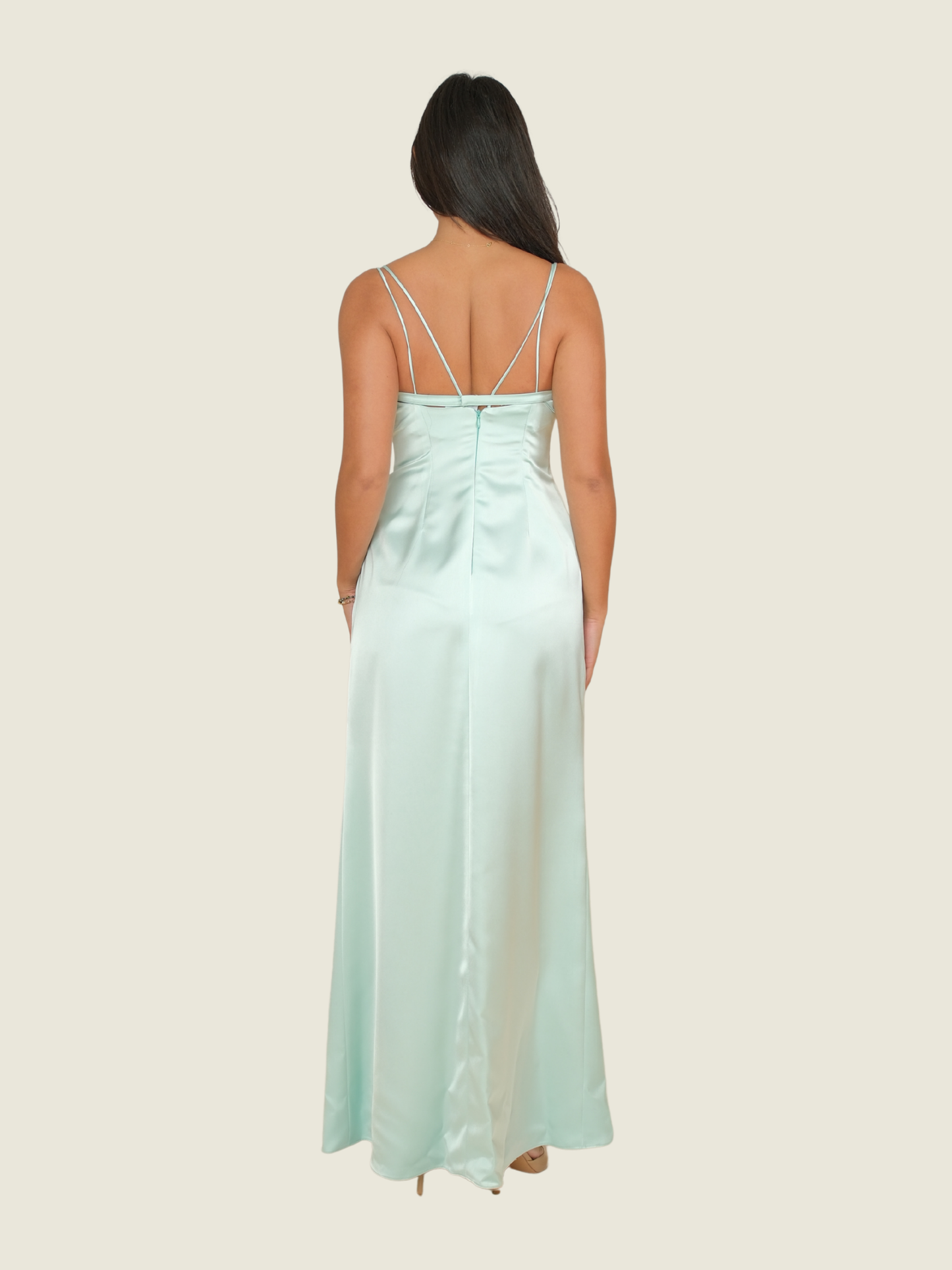 Neric Beltran Seafoam Silk Gown