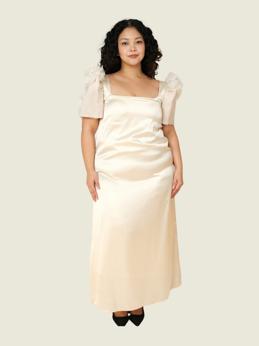 Niño Angeles Couture Off White Korean Silk Flowy Modern Filipiniana