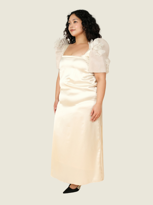Niño Angeles Couture Off White Korean Silk Flowy Modern Filipiniana