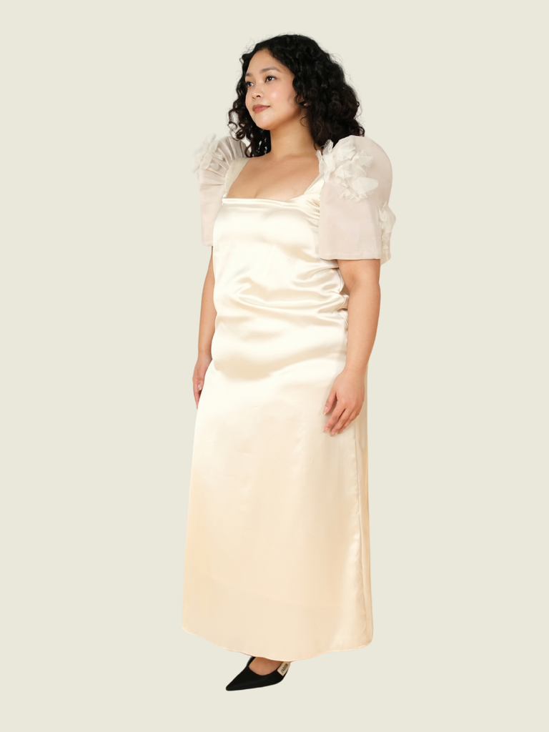 Niño Angeles Couture Off White Korean Silk Flowy Modern Filipiniana