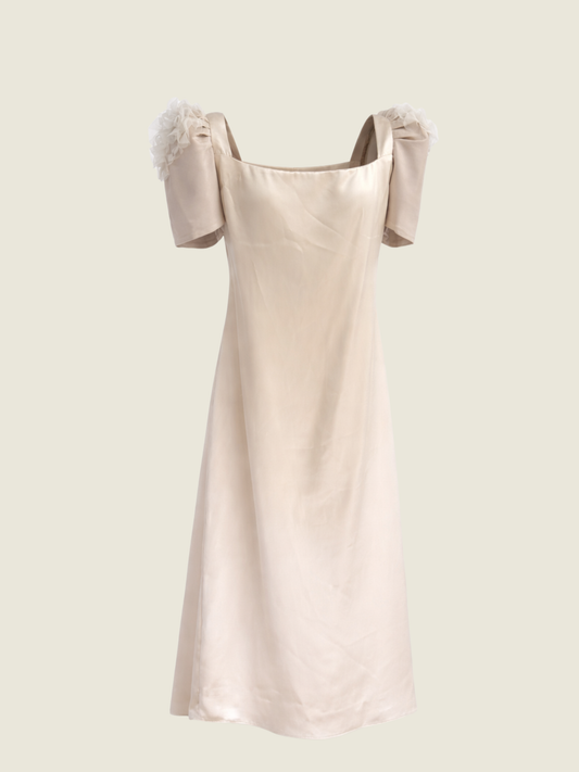 Niño Angeles Couture Off White Korean Silk Flowy Modern Filipiniana